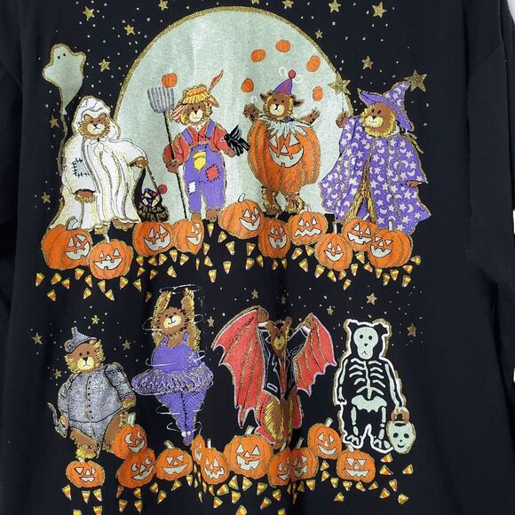 Vintage Halloween Sweatshirt KWBL ONE SIZE Spooky Bears 80s 90s Trick-or-Treat - Picture 3 of 10